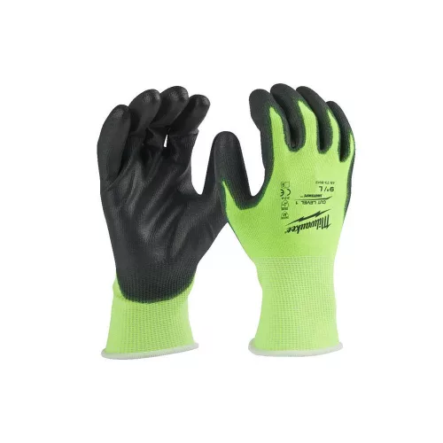 Milwaukee Hi-Vis láthatósági védőkesztyű 1/A vágási szint M/8 - 12 pár/csomag