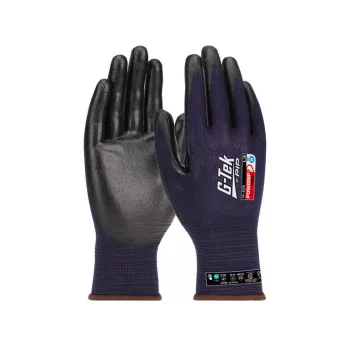   G-TEK PosiGrip MAX 18G kötött, HPPE/nylon/spandex, PosiGripMax tenyérmártott munkavédelmi kesztyű fekete/lila 09/L