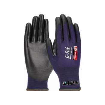   G-TEK PosiGrip MAX 18G kötött, HPPE/nylon/spandex, PosiGripMax tenyérmártott munkavédelmi kesztyű fekete/lila 09/L