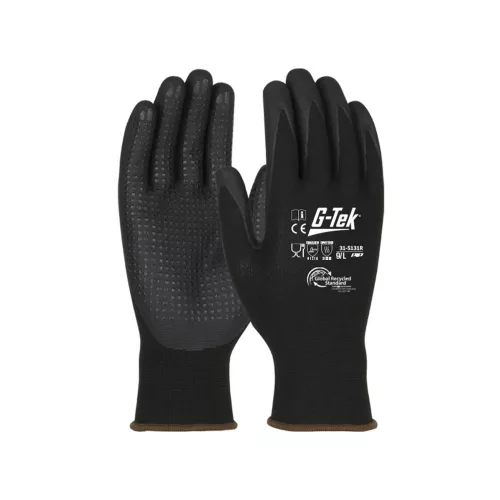 G-TEK 3RX 15G kötött, nitrilhab tenyérmártott munkavédelmi kesztyű fekete 08/M