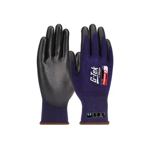 G-TEK PosiGrip MAX 18G kötött, nylon/spandex, PosiGripMax tenyérmártott munkavédelmi kesztyű fekete/lila 07/S