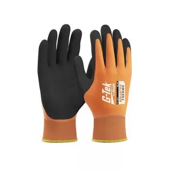   G-TEK Aquatek THERMO akril/poliészter, latex tenyérmártott munkavédelmi kesztyű fekete/narancs 09/L