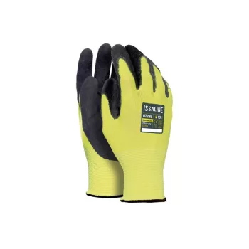   ISSALINE Nylon kesztyű mikrohabos latex bevonattal sárga/fekete 10