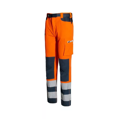 ISSALINE Hivis könnyű softshell 3M SCOTCHGARD® jól láthatósági stretch nadrág narancs/neon/kék L