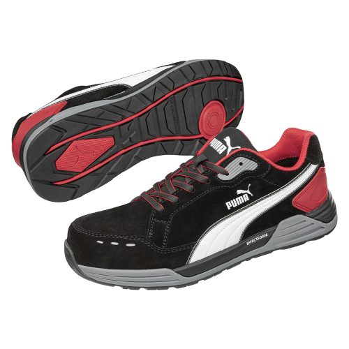 Puma Airtwist Blk Red Low S3 ESD HRO SRC munkavédelmi cipő Fekete / Piros - 39