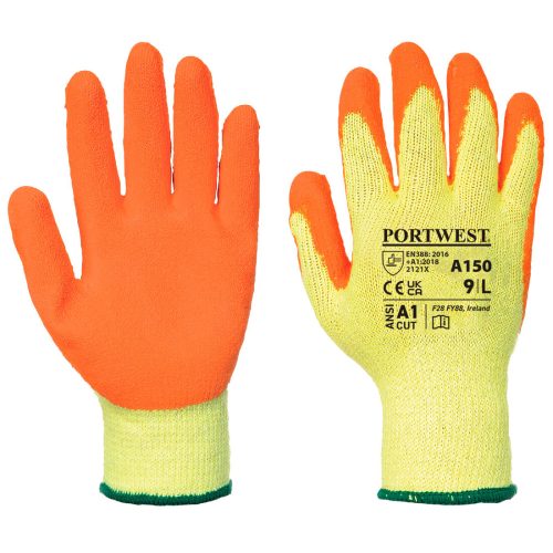 Portwest A150 Classic Grip latex kesztyű Sárga / Narancs - S