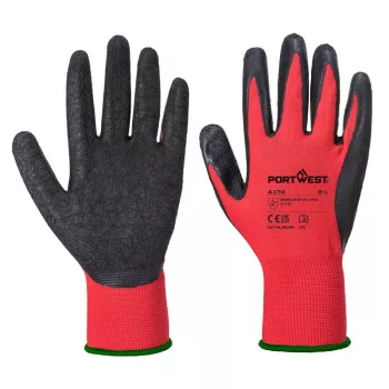 Portwest A174 Flex Grip latex kesztyű Piros/Fekete - S