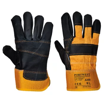 Portwest A200 Bútorbőr kesztyű Sárga/Fekete - XL