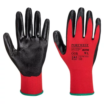 Portwest A310 Flexo Grip nitril kesztyű Piros/Fekete - S