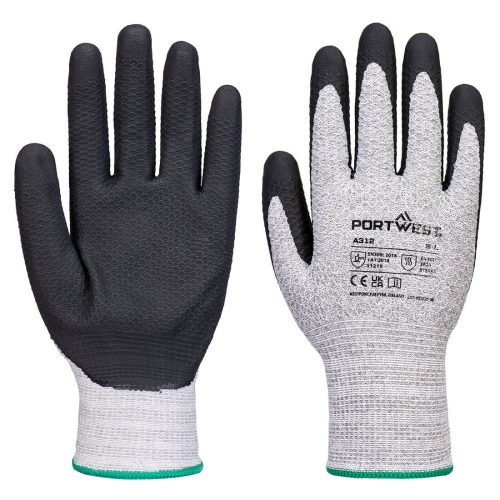 Portwest A312 Grip 13 Diamind Knit kesztyű (12 pár) Szürke / Fekete - S