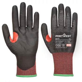   Portwest A670 CS Cut F13 PU vágásbiztos kesztyű Fekete/Piros - XS