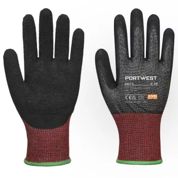   Portwest A671 CT200 AHR13 Latex vágásbiztos kesztyű Fekete/Piros - XS