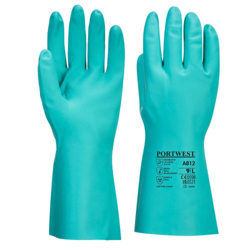 Portwest A812 Nitrosafe Plus vegyszerálló kesztyű Zöld - XS