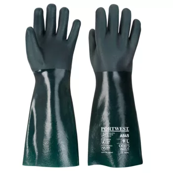  Portwest A845 Duplán mártott PVC védőkesztyű 45cm Zöld - XL