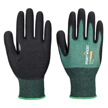   Portwest AP15 SG Cut B18 Eco nitril kesztyű ( 12 pár ) Zöld/Fekete - XS