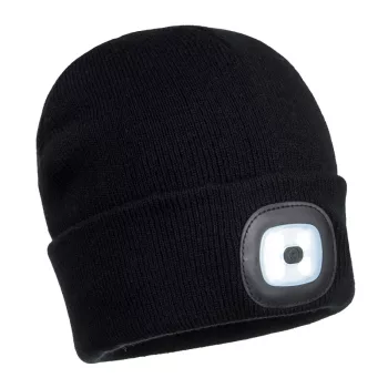   Portwest B029 Beanie USB újratölthető LED-es fejlámpa Fekete