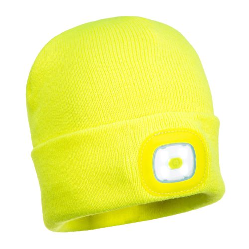 Portwest B029 Beanie USB újratölthető LED-es fejlámpa Sárga