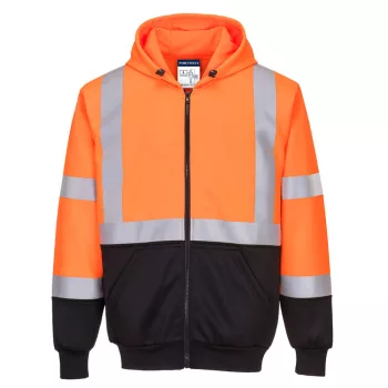   Portwest B315 Hi-Vis kéttónusú kapucnis pulóver Narancs/Fekete - S