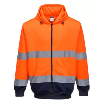  Portwest B317 Kéttónusú zippzáras kapucnis pulóver Narancs/Navy - S