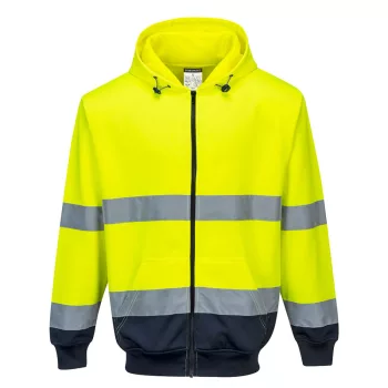   Portwest B317 Kéttónusú zippzáras kapucnis pulóver Sárga/Navy - S