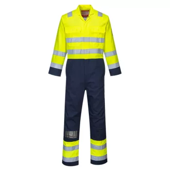   Portwest BIZ7 Bizflame Work Hi-Vis antisztatikus overál Sárga/Navy - S