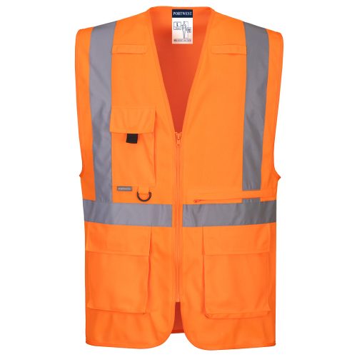 Portwest C357 Hi-Vis Executive mellény tablet zsebbel Narancs - S