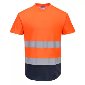 Portwest C395 Kéttónusú Mesh póló Narancs/Navy - S