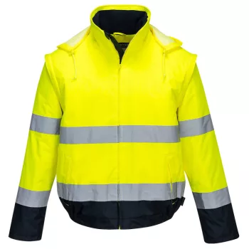   Portwest C464 Hi-Vis 2 az 1-ben kontrasztos Essential Lite bomber kabát Sárga/Navy - S