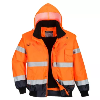   Portwest C465 Hi-Vis 3 az 1-ben kontrasztos bomber dzseki Narancs/Navy - XS