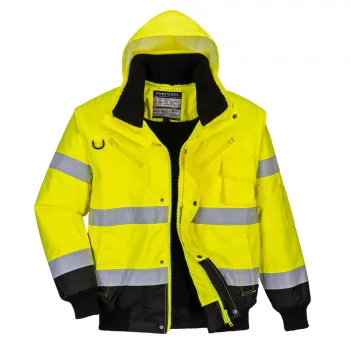   Portwest C465 Hi-Vis 3 az 1-ben kontrasztos bomber dzseki Sárga/Fekete - S