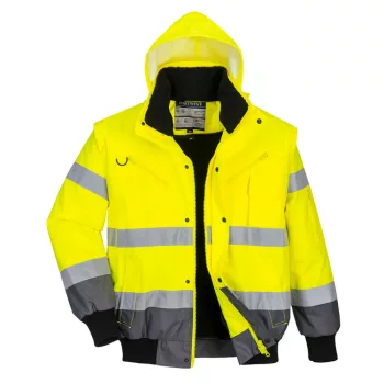   Portwest C465 Hi-Vis 3 az 1-ben kontrasztos bomber dzseki Sárga/Szürke - S