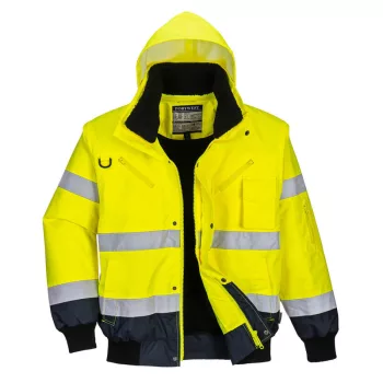   Portwest C465 Hi-Vis 3 az 1-ben kontrasztos bomber dzseki Sárga/Navy - XS