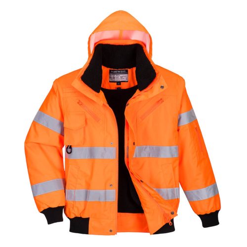 Portwest C467 Hi-Vis 3 az 1-ben bomber dzseki Narancs - XS