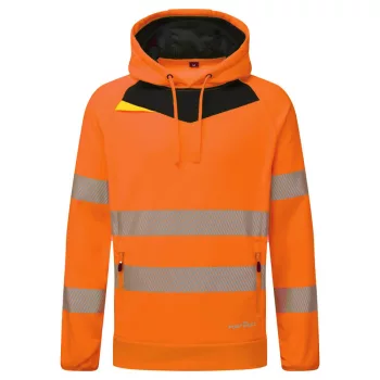   Portwest DX483 DX4 Hi-Vis kapucnis pulóver Narancs/Fekete - S