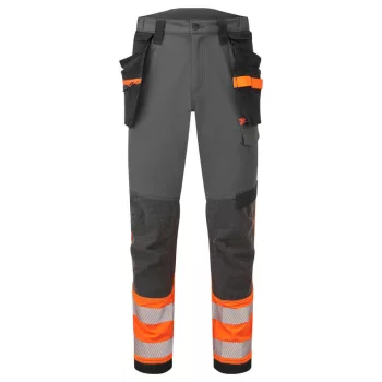   Portwest EV442 EV4 Hi-Vis Stretch Class 1 Holster lengőzsebes nadrág Narancs/Metál szürke - 28