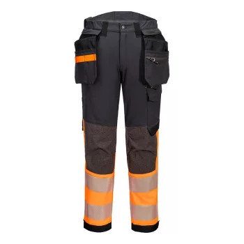   Portwest EV442 EV4 Hi-Vis Stretch Class 1 Holster lengőzsebes nadrág Narancs/Metál szürke - 38
