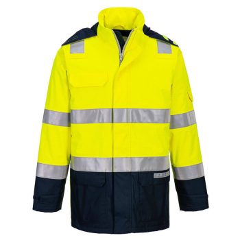   Portwest FR605 Bizflame Rain+ Hi-Vis Light Arc lángálló kabát Sárga/Navy - S