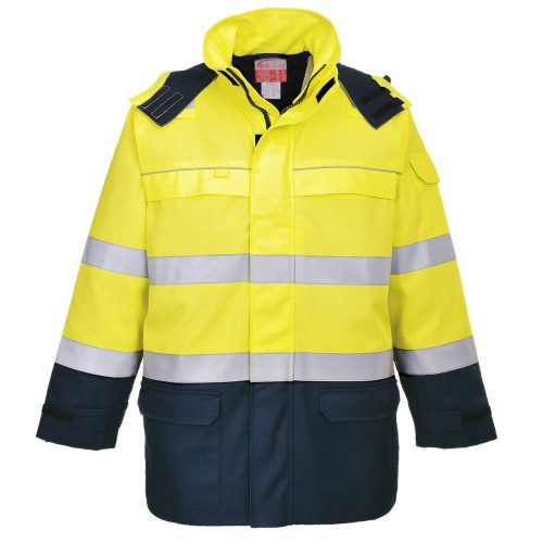 Portwest FR79 Bizflame Rain+ Hi-Vis Arc lángálló kabát Sárga / Navy - M