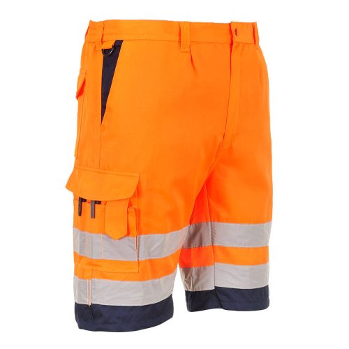 Portwest L043 Hi-Vis könnyű poli-pamut rövidnadrág Narancs / Navy - S