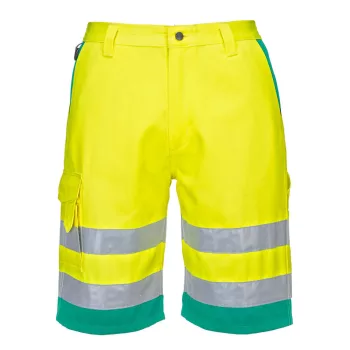   Portwest L043 Hi-Vis könnyű poli-pamut rövidnadrág Sárga/Kékeszöld - S