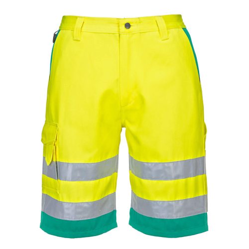 Portwest L043 Hi-Vis könnyű poli-pamut rövidnadrág Sárga / Kékeszöld - S