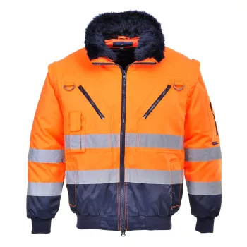 Portwest PJ50 Hi-Vis 3-in-1 Pilota kabát Narancs/Navy - S
