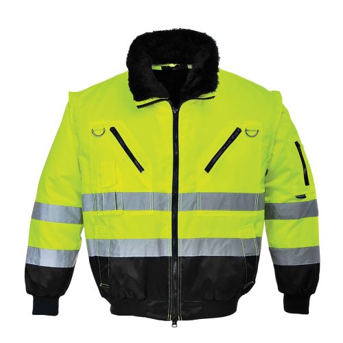 Portwest PJ50 Hi-Vis 3-in-1 Pilota kabát Sárga / Fekete - S