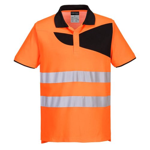 Portwest PW212 PW2 Hi-Vis Pólóing S/S Narancs / Fekete - S