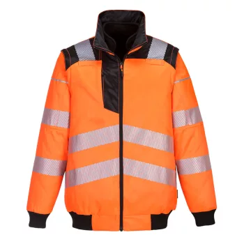   Portwest PW302 PW3 Hi-Vis 3-in-1 Pilota kabát Narancs/Fekete - S