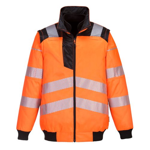 Portwest PW302 PW3 Hi-Vis 3-in-1 Pilota kabát Narancs / Fekete - S