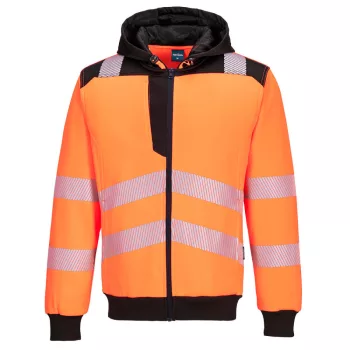   Portwest PW327 PW3 Hi-Vis zippzáras kapucnis pulóver Narancs/Fekete - S