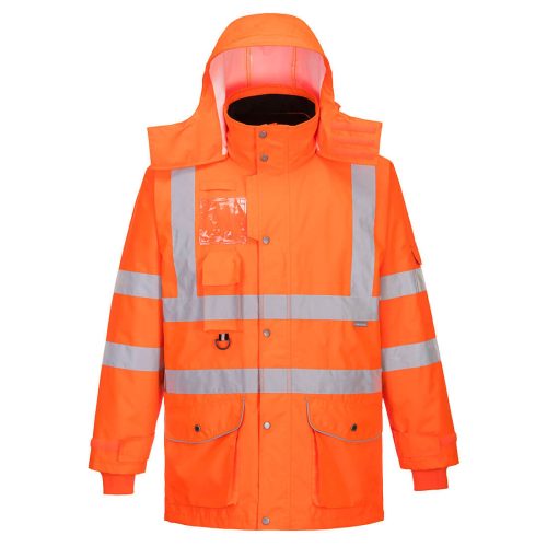 Portwest RT27 Hi-Vis légáteresztő az 7-in-1 közlekedési kabát Narancs - XS