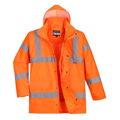 Portwest RT60 Hi-Vis légáteresztő rain traffic kabát Narancs - S