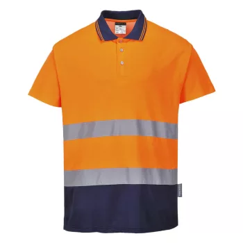   Portwest S174 Kéttónusú Cotton Comfort póló Narancs/Navy - S